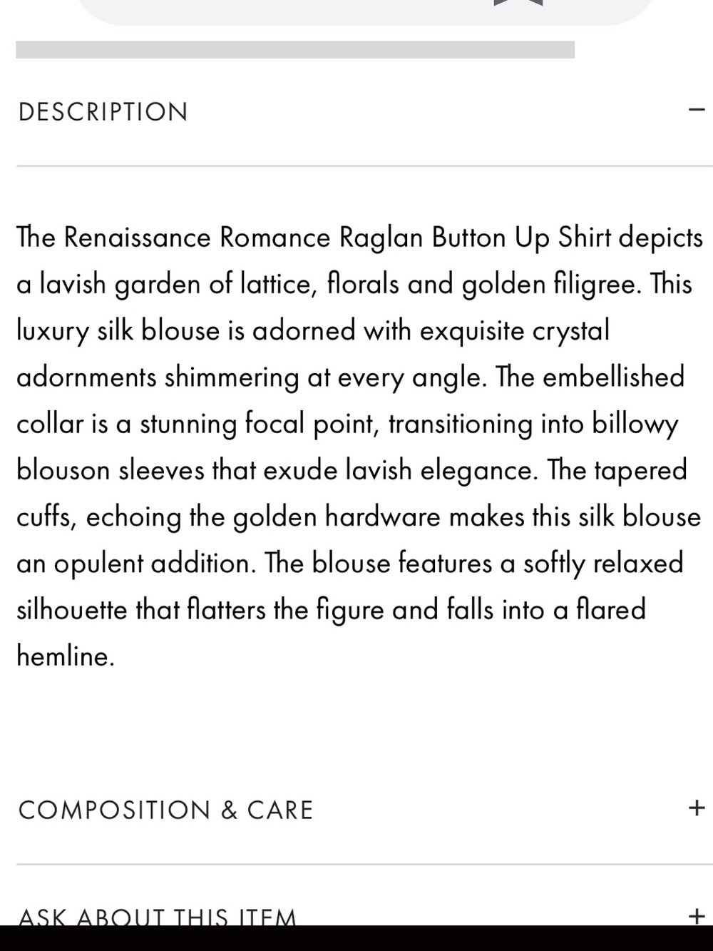 Camilla NWT Renaissance Romance ragland button silk shirt high neck jewels Small - Picture 4 of 16